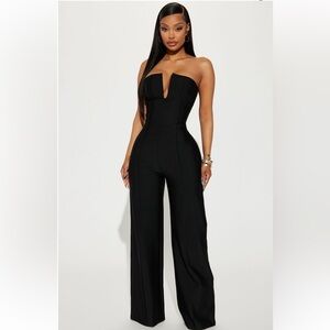 Fashion Nova “Someone to You” Strapless Bandage Jumpsuit in Black | Small | NEW
